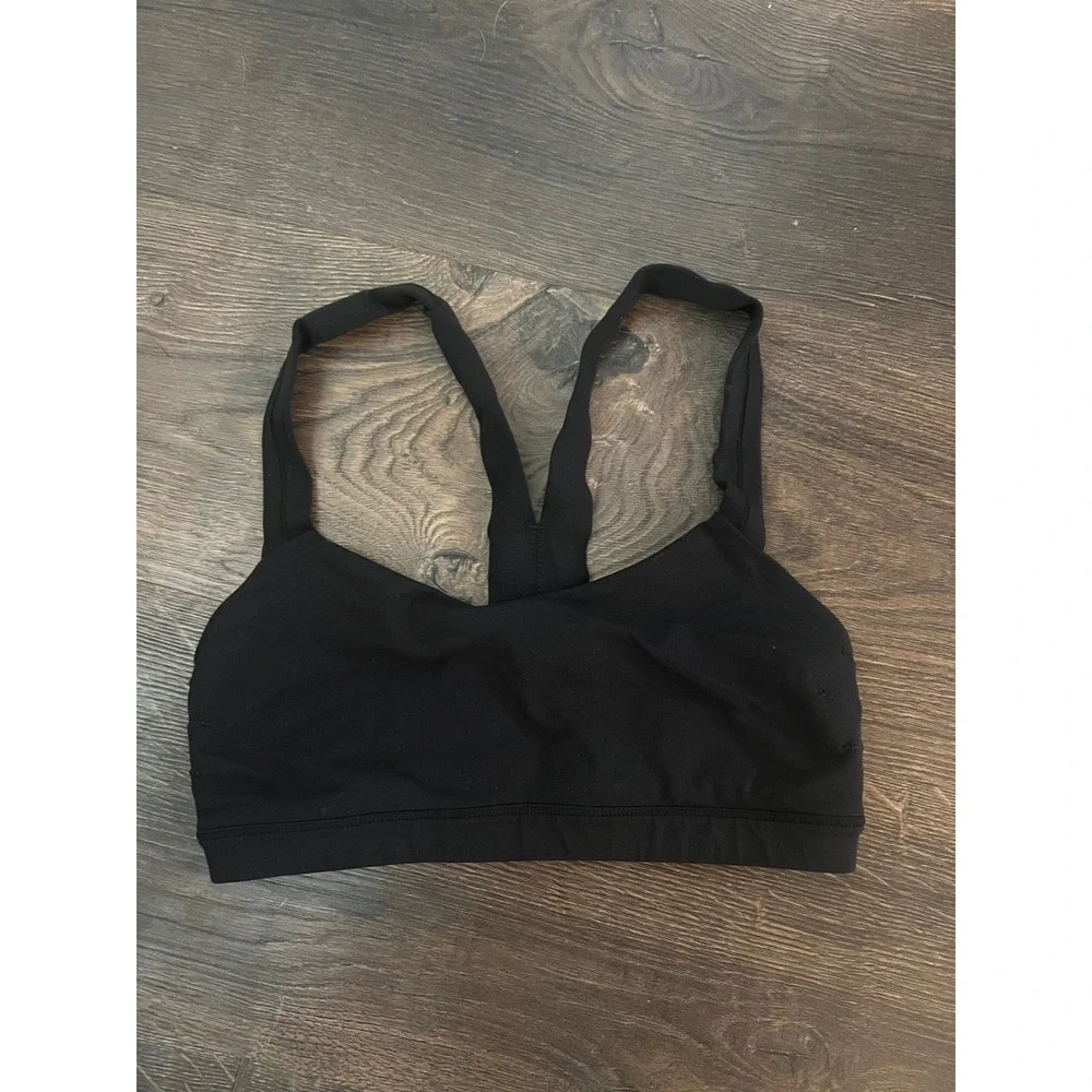 Lululemon Invigorate Sports Bra Black Racerback Mesh Size 4‎